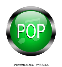 Pop music button isolated, 3d illustration