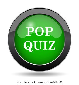 Pop Quiz Icon, Green Website Button On White Background.
