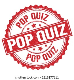 POP QUIZ Text Written On Red Round Stamp Sign