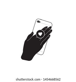 Pop Socket In The Hand Stylish Illustration. A Holder For A Smartphone In Hand