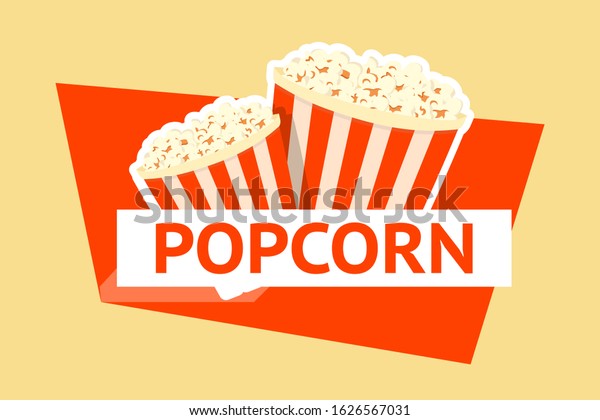 Popcorn Flat Illustration Typography Fast Food Stock Illustration ...