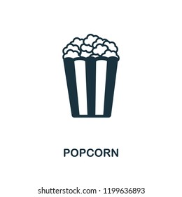 Popcorn icon. Monochrome style design from cinema collection. UX and UI. Pixel perfect popcorn icon. For web design, apps, software, printing usage.