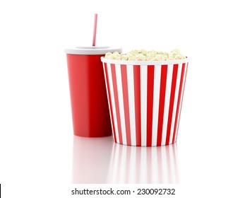 popcorn and soda. 3d illustration - Powered by Shutterstock