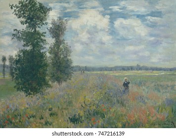 Poppy Fields near Argenteuil, by Claude Monet, 1875, French impressionist painting, oil on canvas. It depicts the plain of Gennevilliers, southeast of Argenteuil