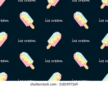 Popsicle Cartoon Character Seamless Pattern On Blue Background. Pixel Style