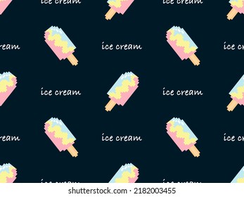 Popsicle Cartoon Character Seamless Pattern On Blue Background. 