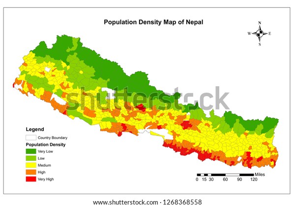 Nepal Population Density Map Population Density Map Nepal Stock Illustration 1268368558