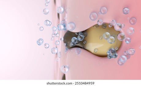 Pore shrinking bubble cleanser, Removes clogs and reduces oiliness. 3D illustration
