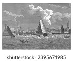 Port of Enkhuizen, Antonio Suntach (possibly), after Dirk de Jong, 1754 - 1828, vintage engraved.