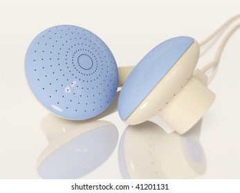 portable earphone on white background