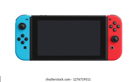 Portable Game Console Mockup Isolated On White Background. 3D Illustration.