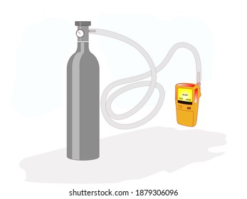 Portable Gas Detector With Yellow Color And Testing Cylinder With Grey Color