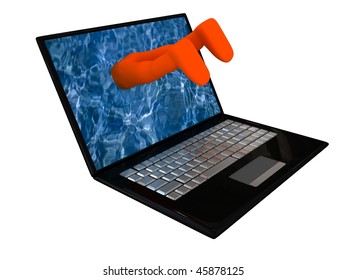 Portable notebook on white background. 3d render