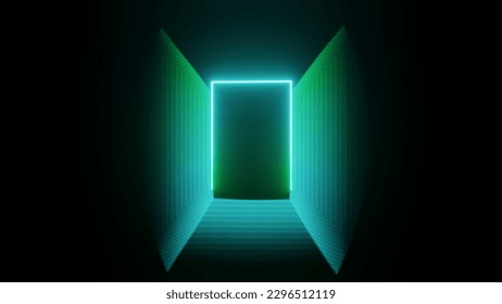 Portal Dorway 3d render basic geometric shapes light pattern emitting door