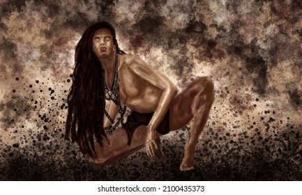 
Portrait African Shaman Woman. Digital Art.