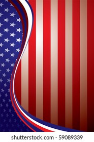 Portrait American Flag Background Template Concept With Stars And Stripes