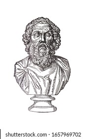 Portrait Of Ancient Greek Author Homer. Legendary Author Of The Iliad And The Odyssey. Isolated