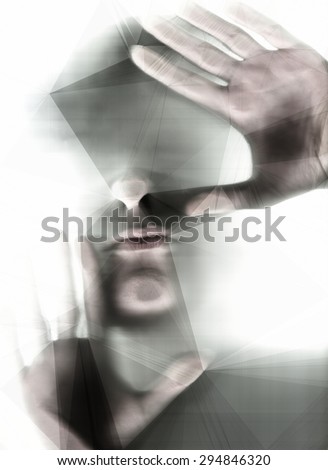 Similar – depressed man closes his eyes with his hands