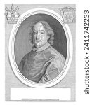 Portrait of Cardinal Francesco Buonvisi, Jacques Blondeau, after unknown, 1681 - 1698, vintage engraved.