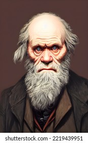 Portrait Of Charles Darwin. English Naturalist, Geologist, And Biologist, Widely Known For Contributing To The Understanding Of Evolutionary Biology.