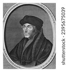 Portrait of Desiderius Erasmus, Cornelis Koning (?-1671), after Hans Holbein (II), c. 1608 - c. 1671