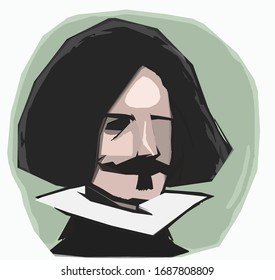 Portrait Of Diego Velázquez In Cubist Style.