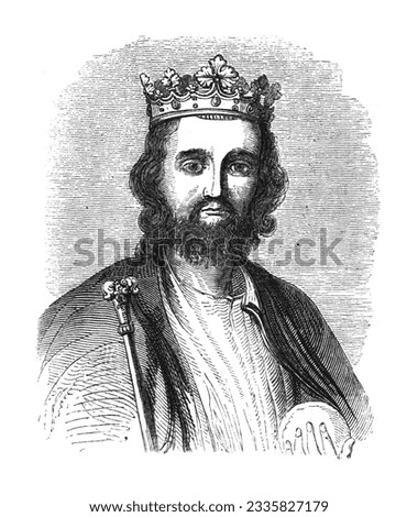 Portrait of Edward II or Edward of Caernarfon - King of England (1284-1327) - Vintage engraved illustration Stock photo © 
