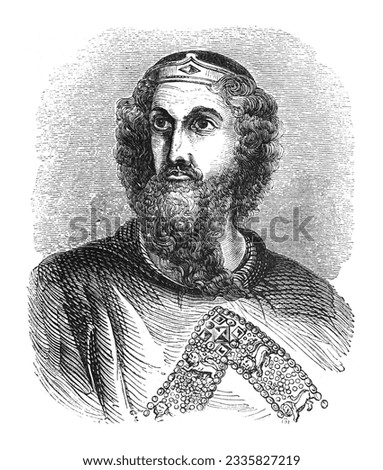 Portrait of Edward I - King of England (1272-1307) - Vintage engraved illustration isolated on white background Stock photo © 