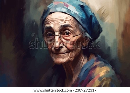 Similar – Image, Stock Photo Elderly woman painting in her art studio