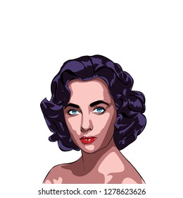 Portrait Elizabeth Taylor  Illustration