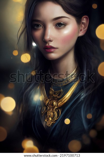 Portrait Fantasy Girl Stock Illustration 2197100713 Shutterstock 5214