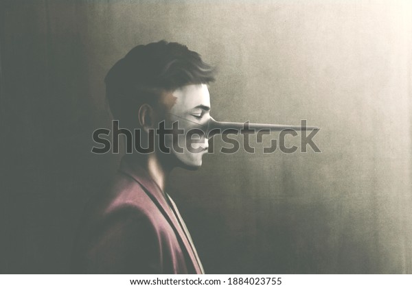 Portrait of fantasy of liar man, illustration,\
digital\
painting