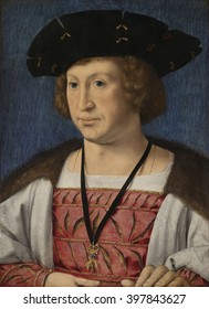 Portrait Of Floris Van Egmond, Count Of Buren And Leerdam, By Jan Gossaert, 1519, Flemish Painting, Oil On Panel. He Was A Commander In Emperor Charles V's Army. He Wears The Insignia Of The Order Of