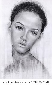 portrait of a girl in pencil. sketch
