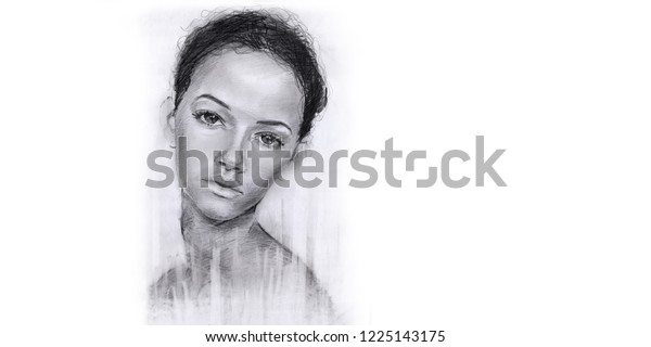 Portrait Girl Pencil Sketch Stock Image Download Now