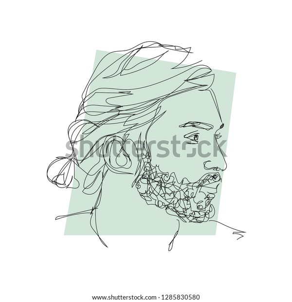 Portrait Guy Beard Long Hair Sketch Royalty Free Stock Image