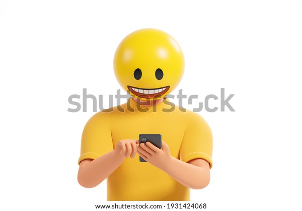 Portrait Happy Cartoon Character Man Emoji Stock Illustration ...