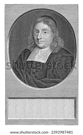 Portrait of Henricus Vos, Pieter van Gunst, after David van der Plas, 1659 - 1731 Henricus Vos, Amsterdam preacher and writer. Imagine de stoc © 