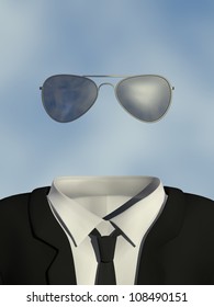 Portrait of an invisible Man with sunglasses in business suit