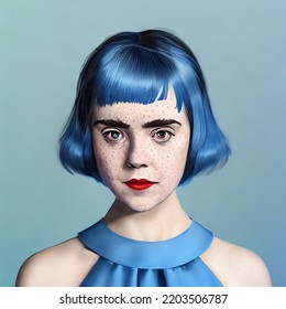 Portrait Of Kiernan Shipka With Freckles, White Hair