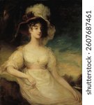 Portrait of a lady, 1800 - 1899. Vintage art illustration. Vintage woman portrait. Painting of a woman.