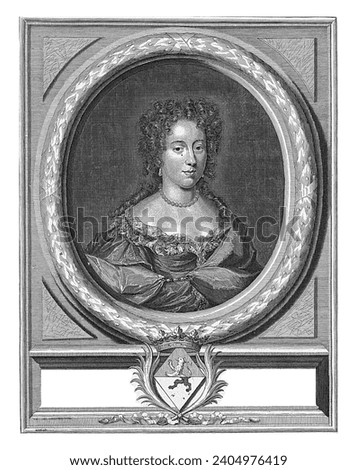 Portrait of Louise Francoise de La Baume Le Blanc de la Valliere, Jacob Gole, after David van der Plas, 1708 - 1711 Portrait in oval frame. Louis XIV's mistress. Imagine de stoc © 