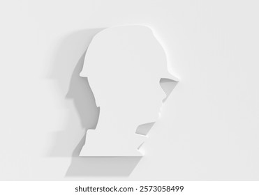 Portrait of man architect. Confident construction manager wearing hardhat. Civil engineer at with copy space. Project management, engineering and safety inspection. 3D render. 3D Illustration