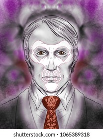 Portrait of a man with skull facepaint