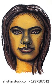 Portrait Mexican woman drawing