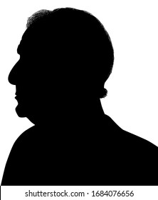 Portrait of an old man, senior from the side. Silhouette.