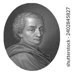 Portrait of philosopher and politician Cesare Beccaria, Giuseppe Benaglia, after Giuseppe Bossi, 1806 - 1830, vintage engraved.
