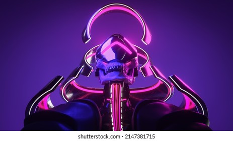 Portrait Scary Futuristic Necromancer Human Skull Stock Illustration ...