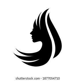 Silhouette Beautiful Young Woman Long Curly Stock Vector (Royalty Free ...