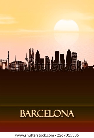Portrait Skyline of Barcelona, the capital of Catalonia region of Spain